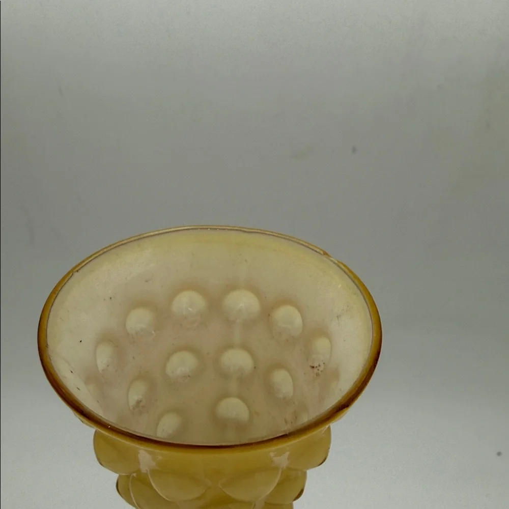 VTG Lefton hand blown hobnail amber/ yellow ombré 9” vase